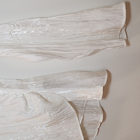 Zara Wrinkle Satin Effect Blouse Top Size Small - Picture 9 of 16